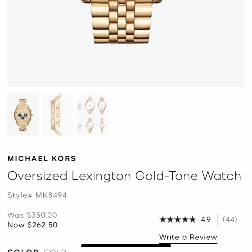 Michael Kors Oversized Lexington Gold-Tone Watch - Picture 4 of 4